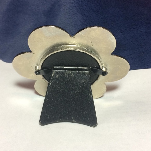 2 small rhinestone tabletop picture frames yellow enamel flower - Picture 3 of 6